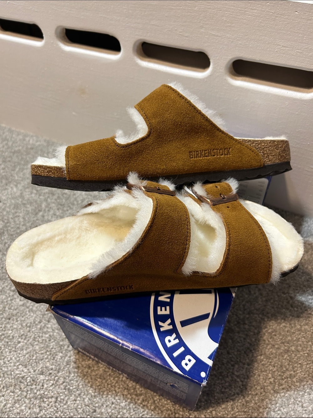 Birkenstock Arizona Mink Shearling and Suede sandals - Picture 3 of 6